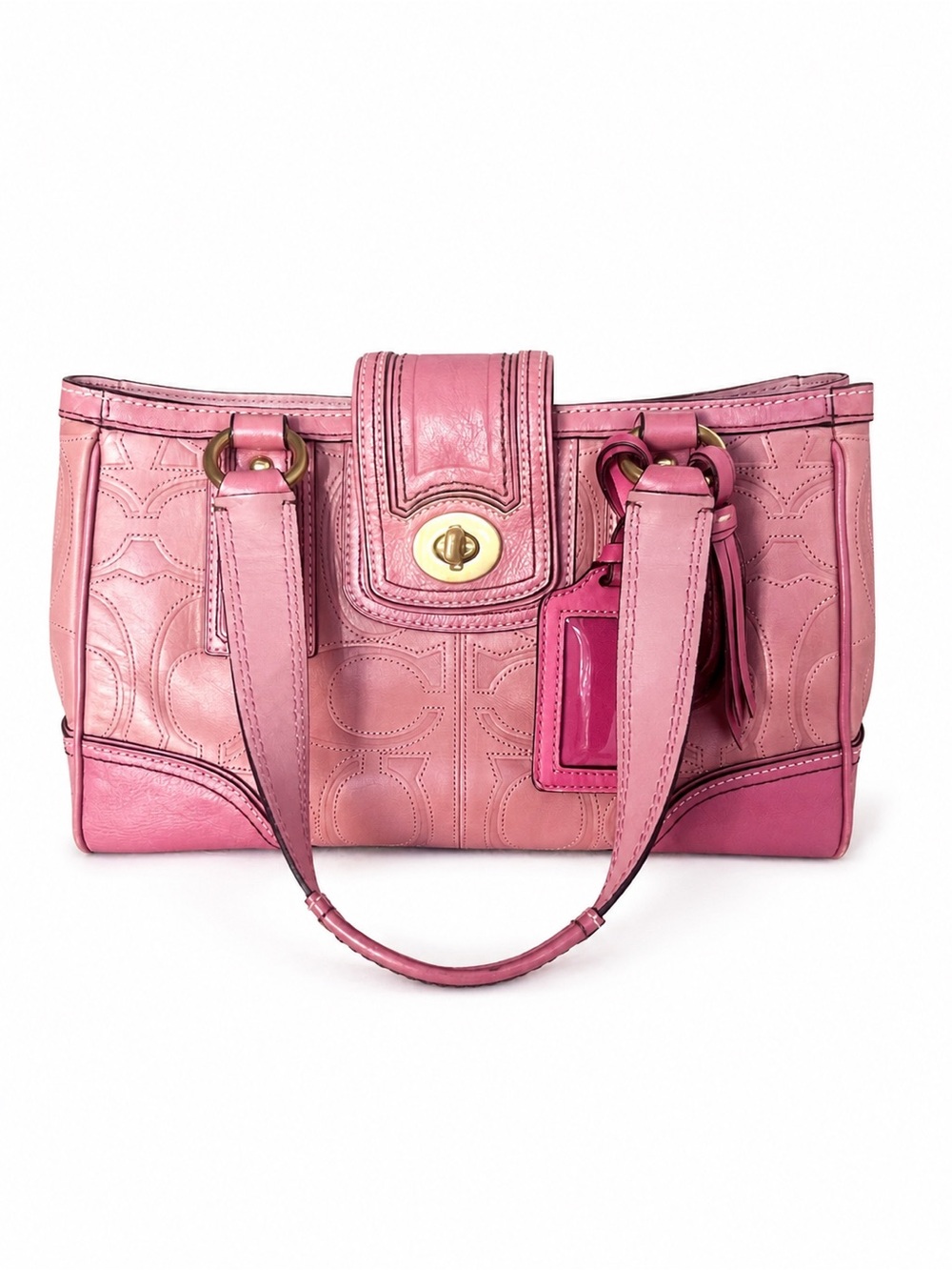 12289 Y2K Coach Mauve Embossed Turnlock Tote